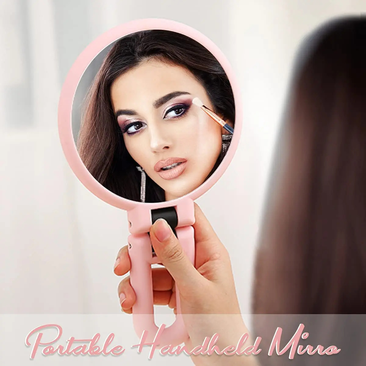Magnifying Handheld Mirror Travel Folding Hand Held MirrorDouble Sided Pedestal Makeup Mirror with 1/2/5/10/15x Magnification 250103