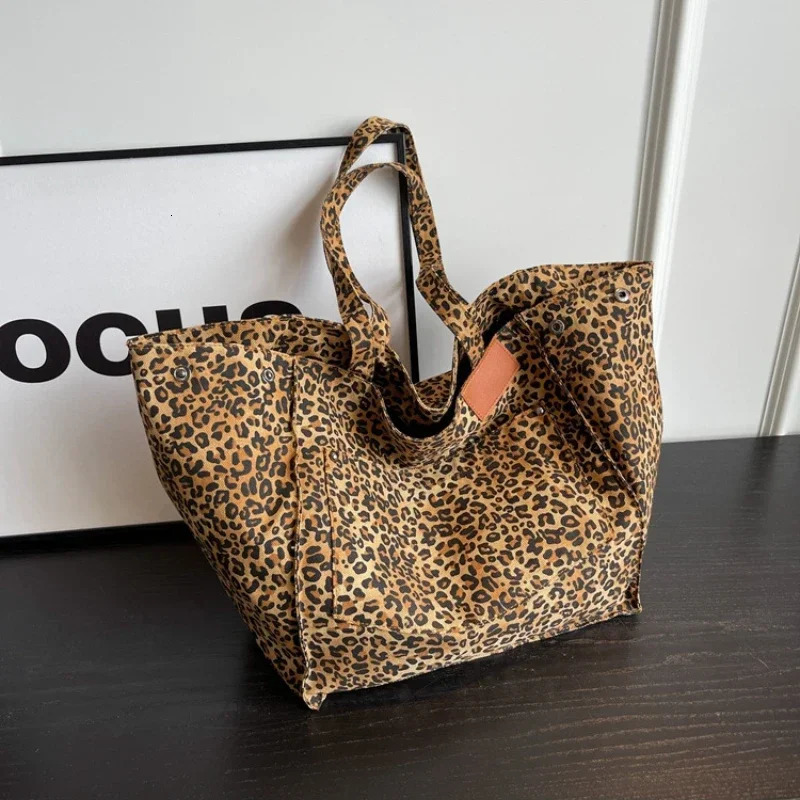 Leopard Korean Fashion Shopper Big Shopping Bags for Women Handbag Lady Shoulder Bag Large Capacity Bag Handbag 250102