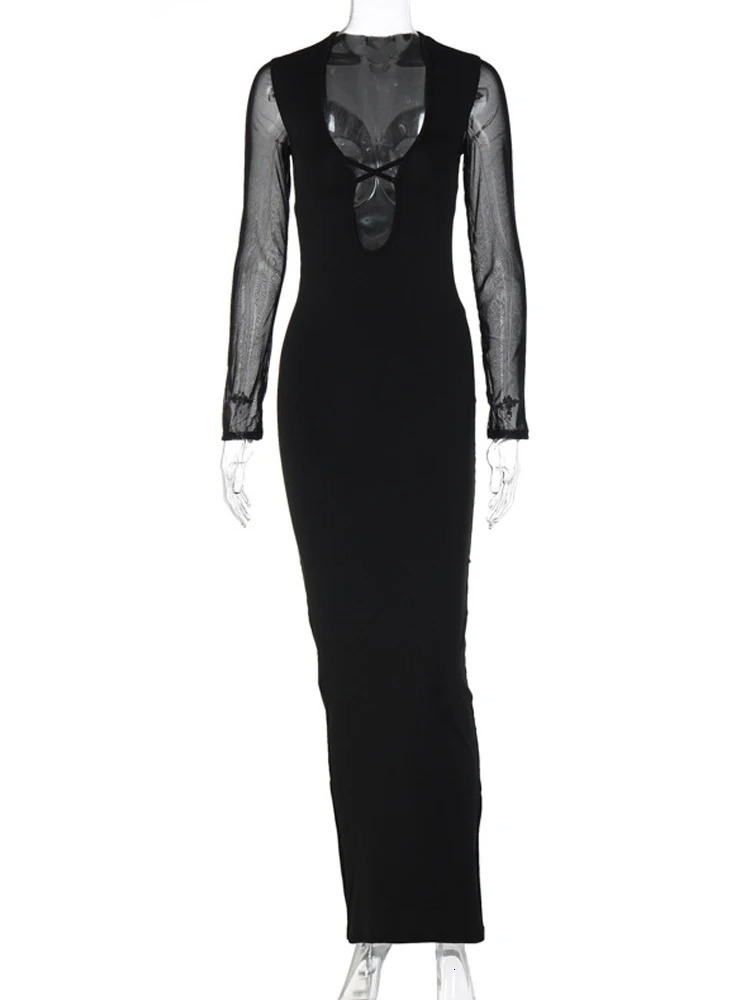 Avrilyaan Black deep v backless Sexy Dresses For Women 2023 Robes Elegant Party Evening Dress Bodycon Long Autumn Vestidos 250103