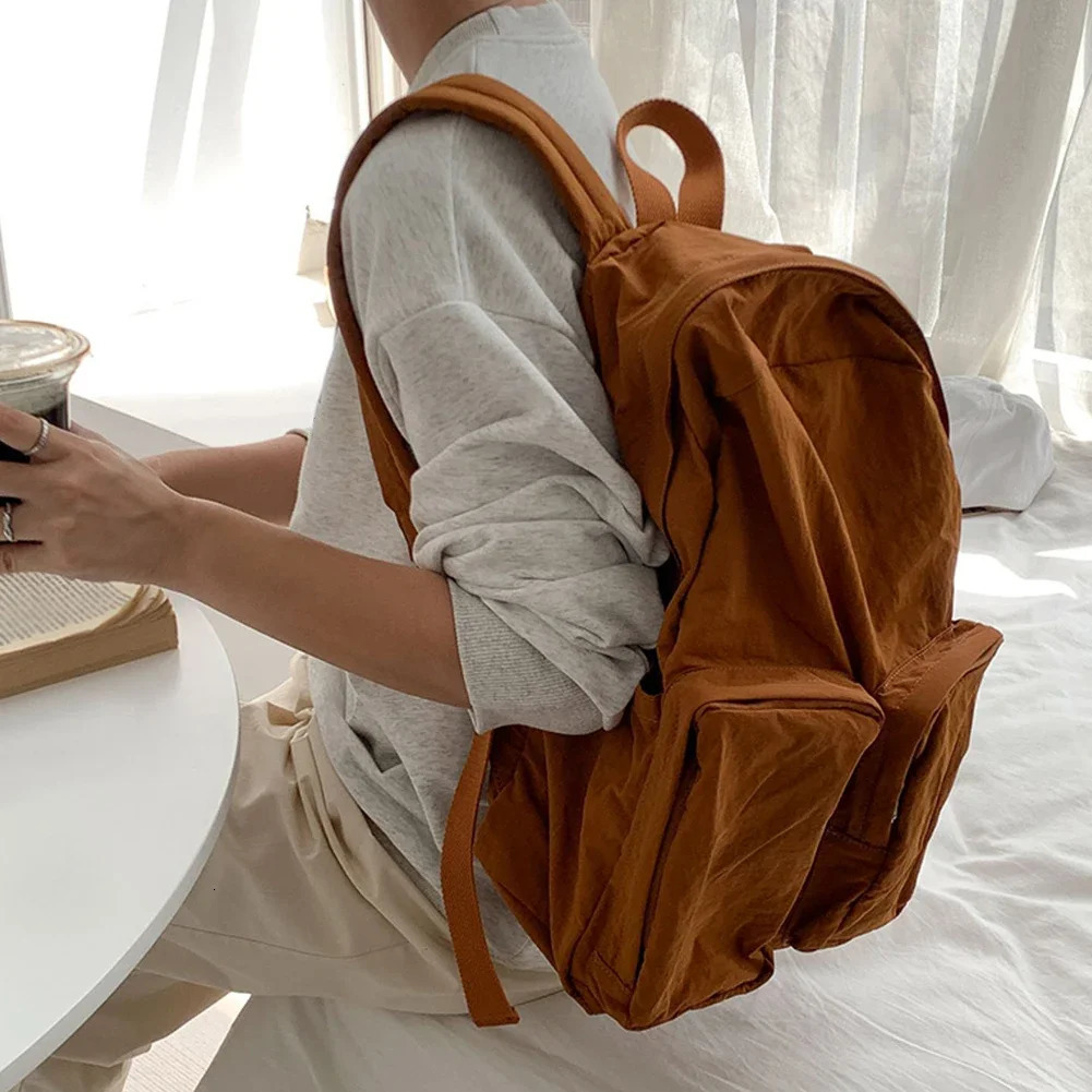 Nylon Commuting Backpack Adjustable Shoulder Straps Unisex Leisure Rucksack Multi-pocket Large Capacity for Men Women 250102