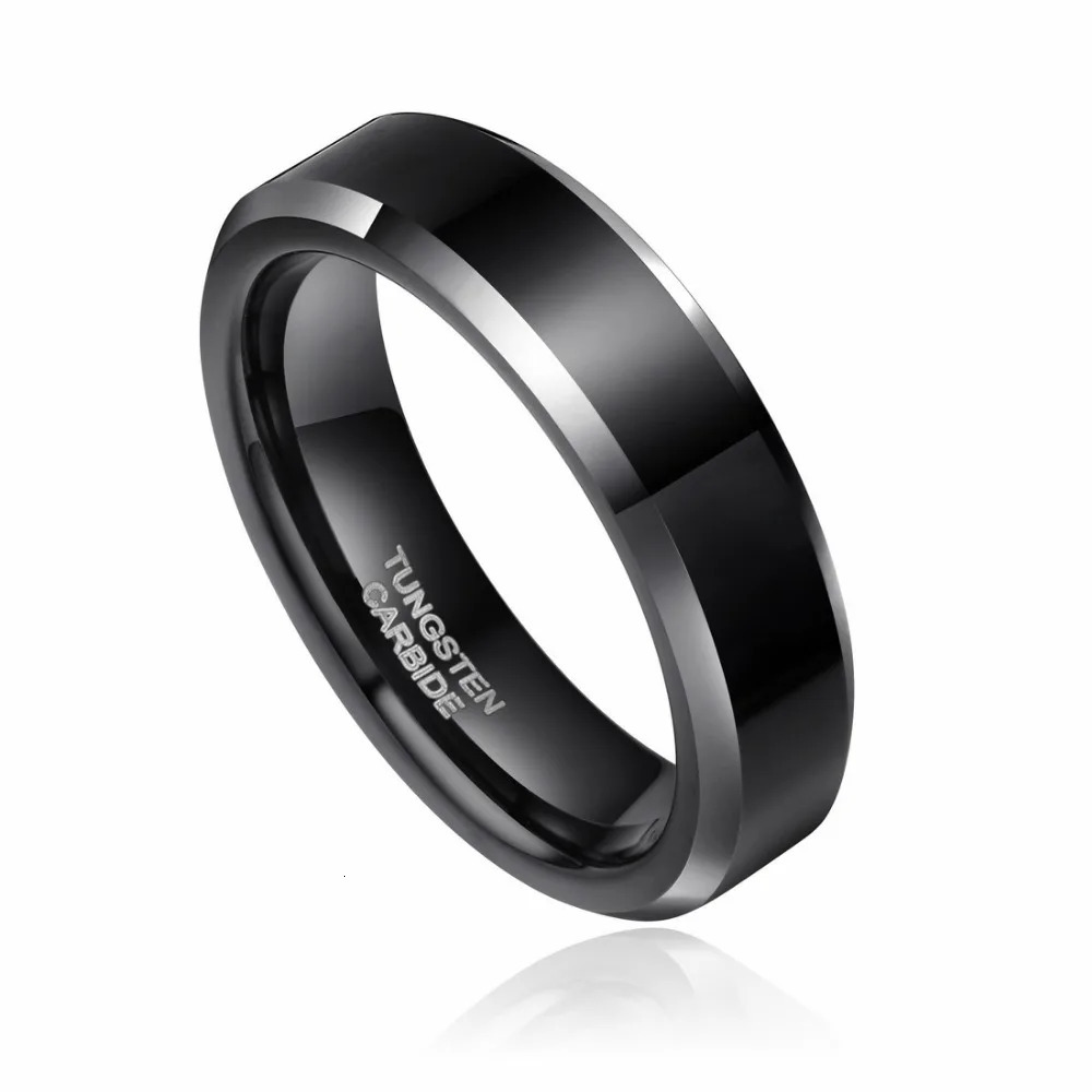 Somen 8mm 6mm Women Men Black Tungsten Carbide Ring Wedding Band Promise Marriage Couples Rings set Fashion alliance Jewelry 250103