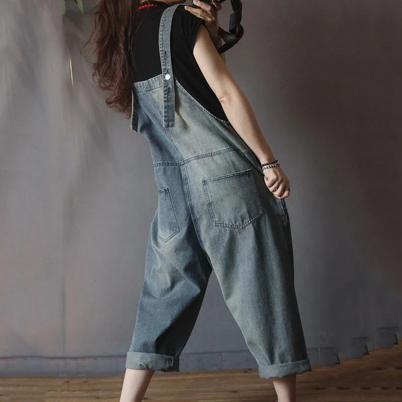 Womens Casual Denim Straps Jumpsuit Loose Oversized Women Rompers Jeans Overalls Vintage Female Nine Cents Suspenders Spri 241230
