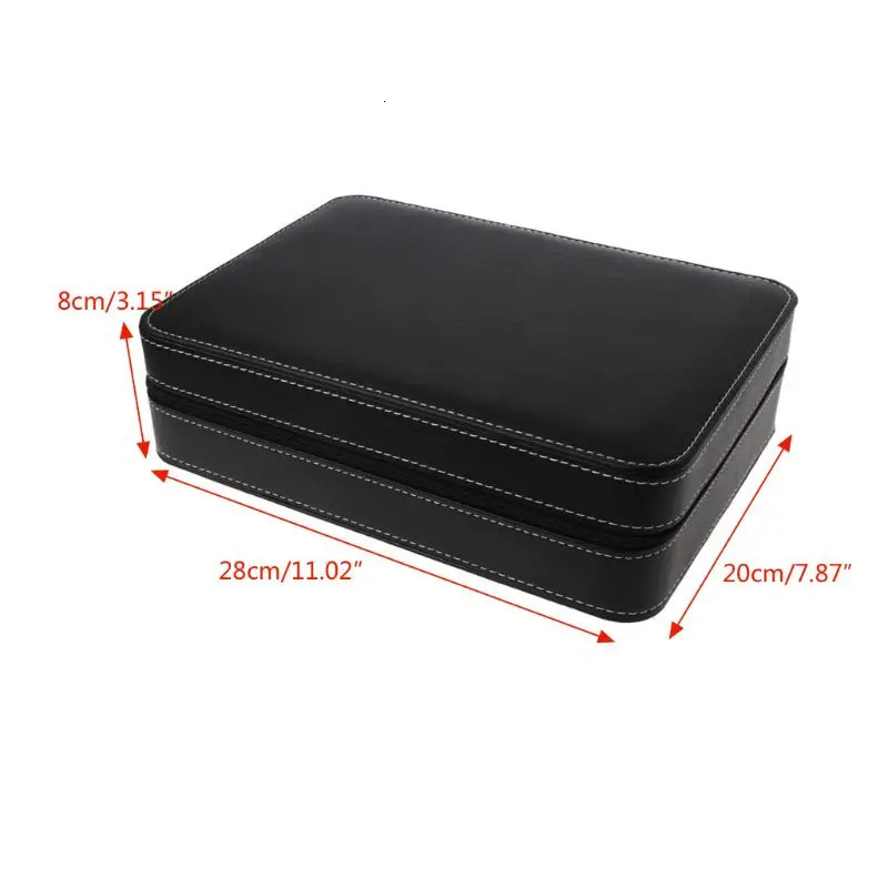 Portable watch box organizer PU leather box with zipper classic style 10 mesh multifunctional bracelet display box 250102