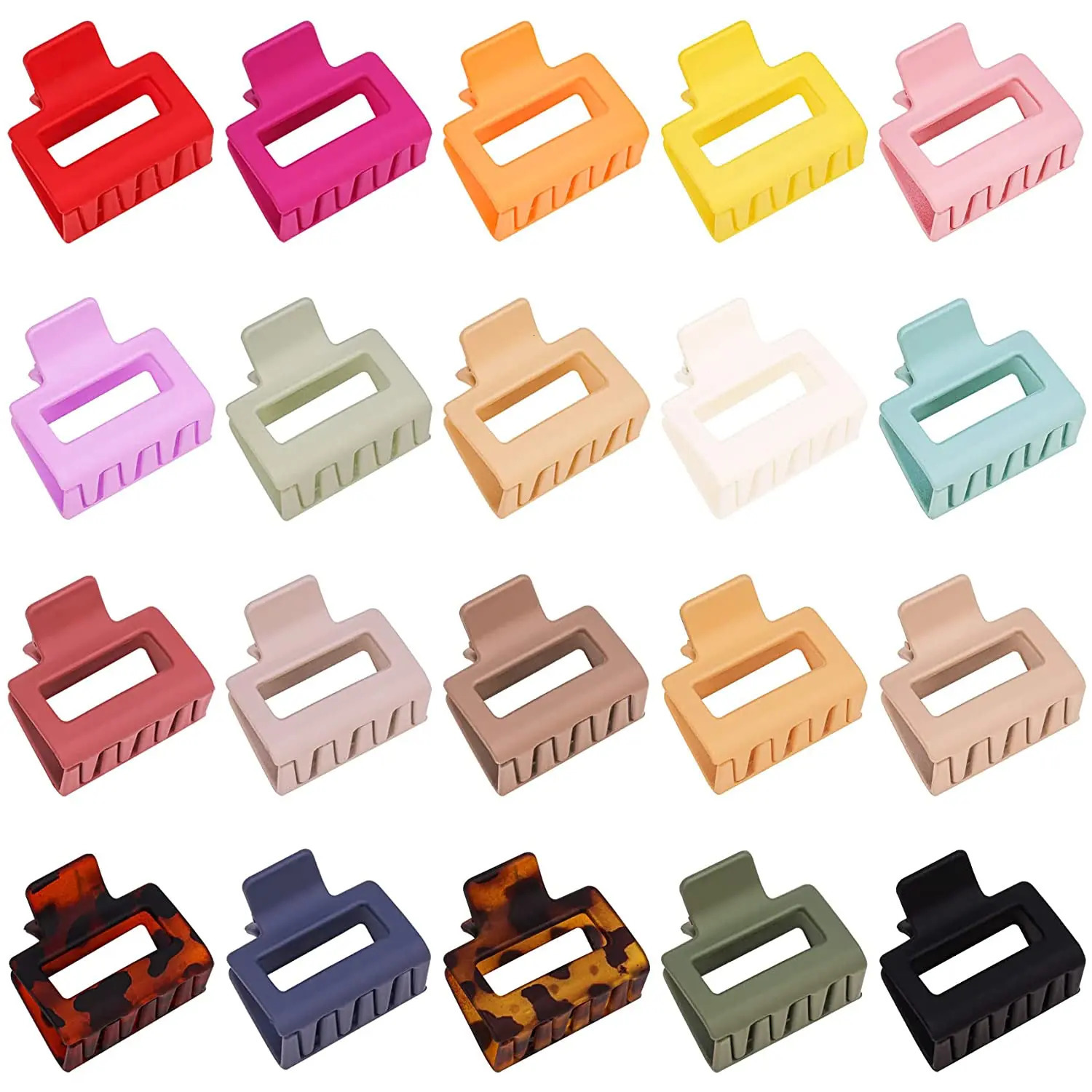 Hair clip suitable for women and girls 2 inches rectangular matte color cute strong retention anti slip H 20 pieces 250102