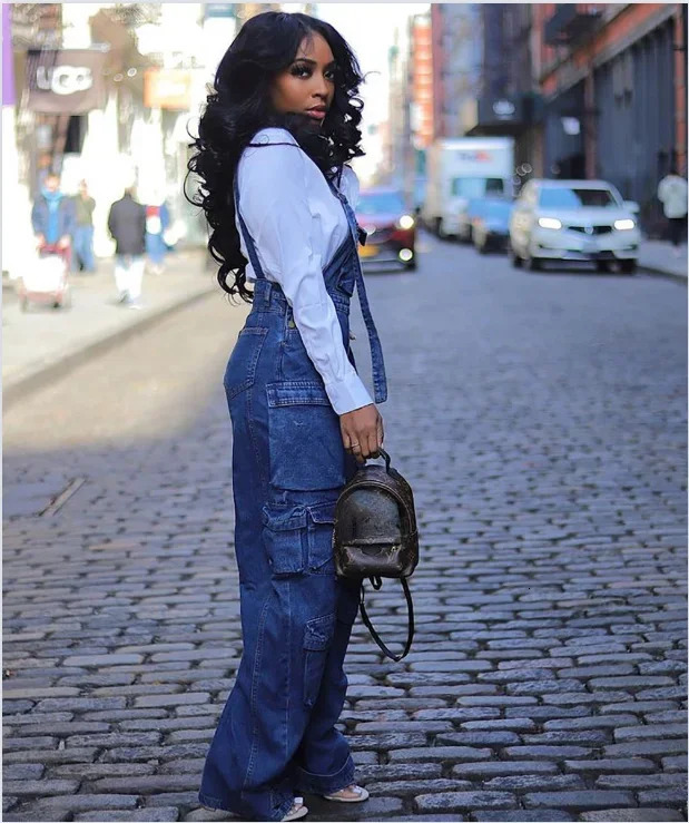 Fashion Denim Jumpsuits for Women Summer Y2K Clothing Solid Big Pockets Jean Rompers Playsuits One Pieces Overalls Outfits 241230