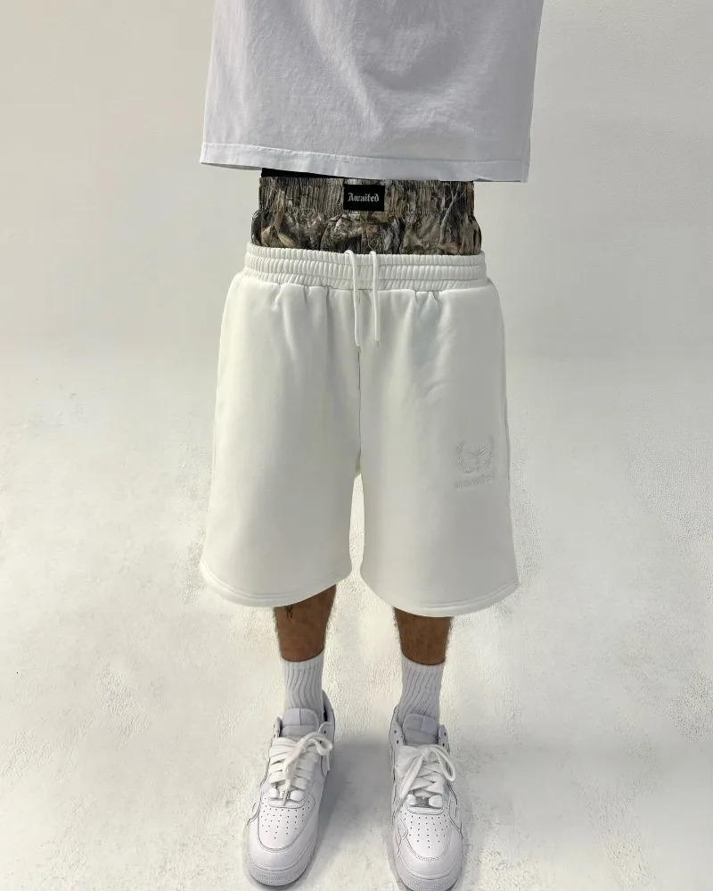 Y2K Shorts vintage Harajuku Embroidered camouflage double waist Cotton sweatpants fashion Men Women Shorts Streetwear 250103