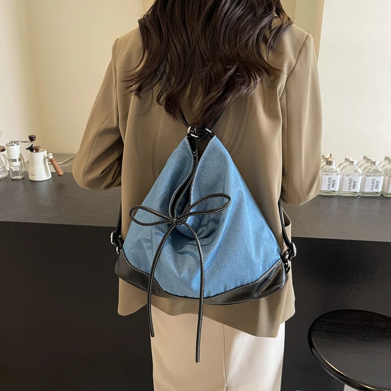 1 Piece Color Matching Large Capacity Backpack Can Be Shoulder Crossbody Bucket Bag 250102