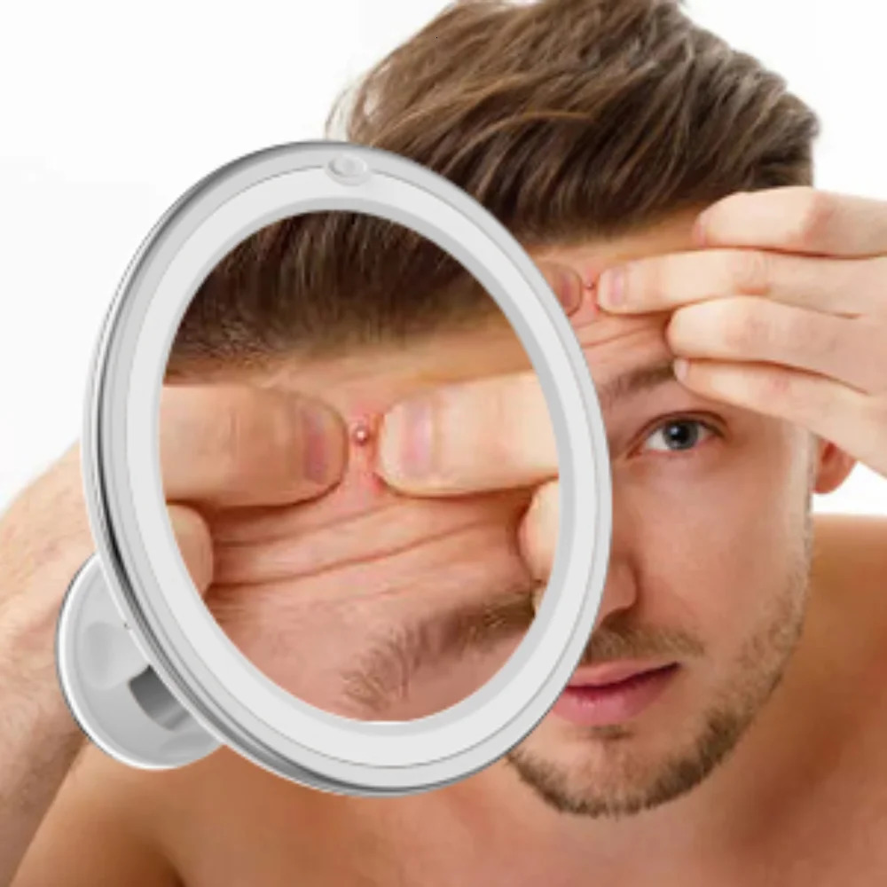 Flexible 10x Magnifying Mirror LED LightingTouch Screen Portable Dressing Table Makeup Dry Battery 250103