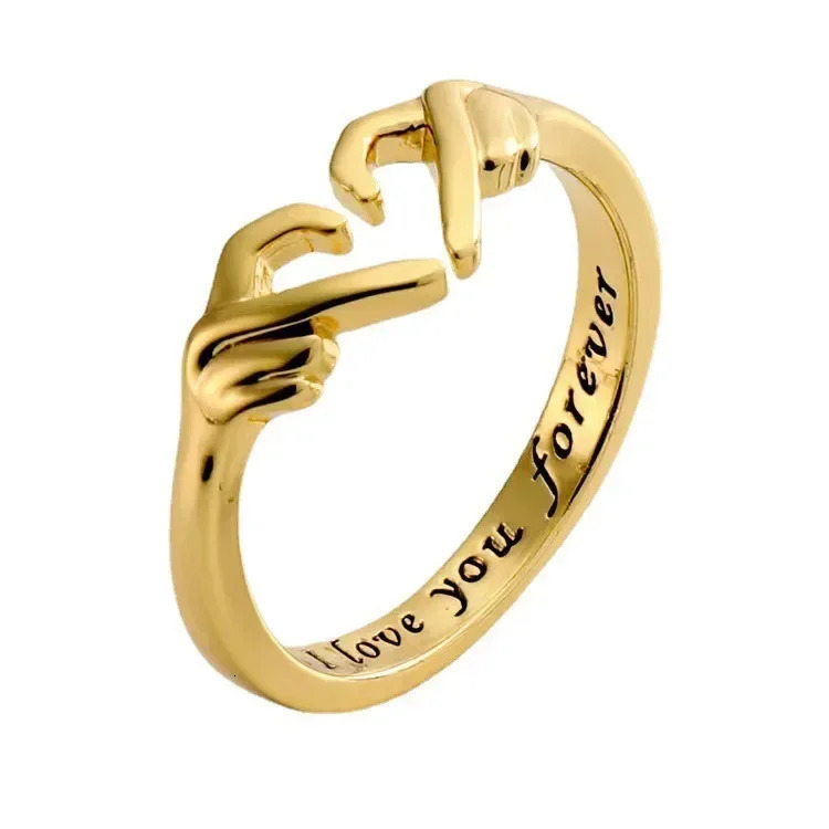 Simple Fashion Love Gesture Gold Silver Ring Men Women Heart Shaped Opening Adjustable Ring Couple Gift 250103