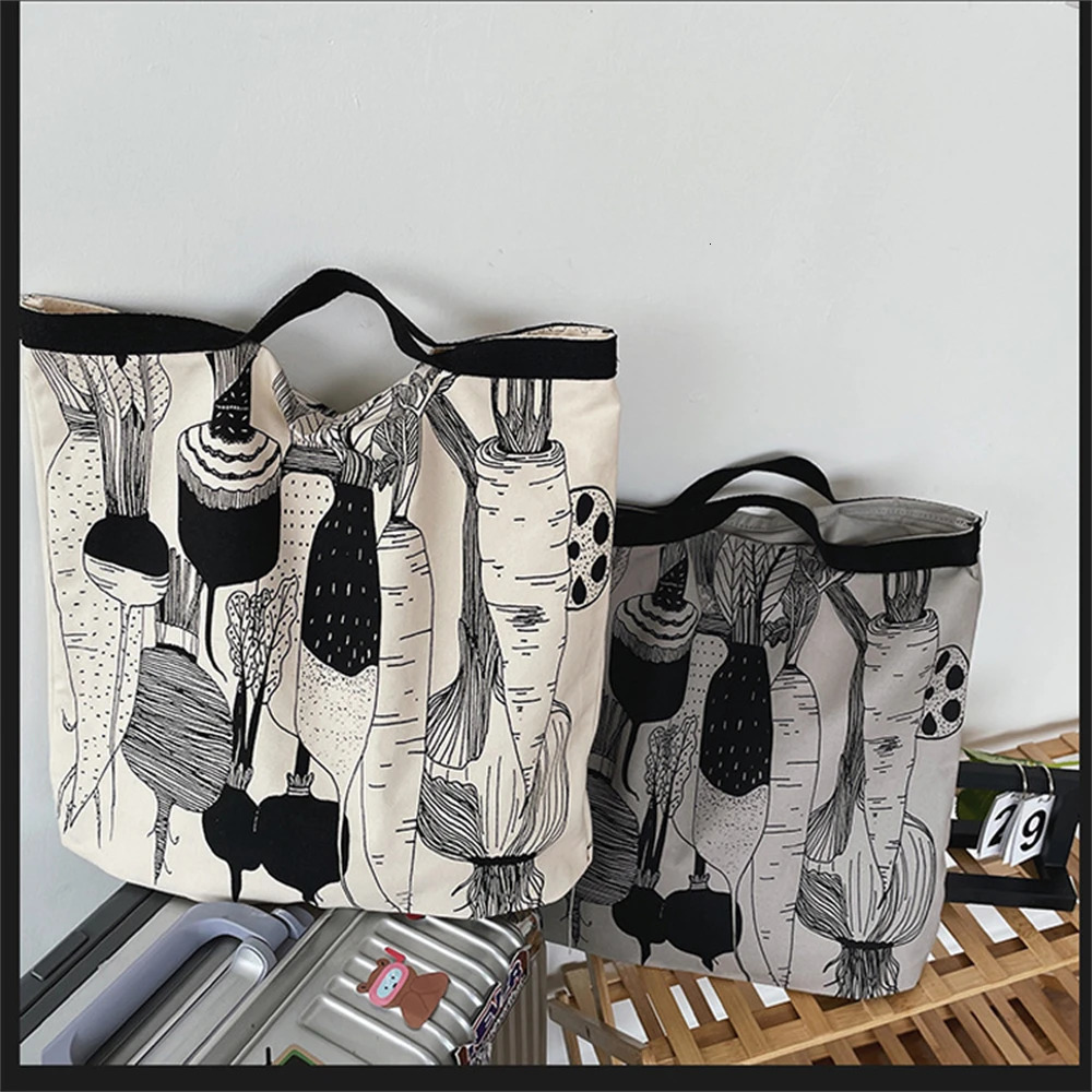 Unisex Canvas Handbag Large Capacity Fashion Shopping Bag Lazy Style Graffiti Art Canvas Bag Printing Letter Shoulder Tote Bags 250102