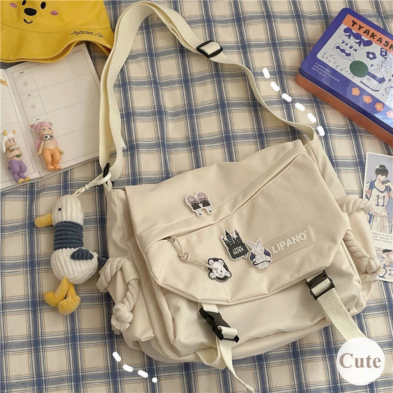 Handbags Canvas Shoulder Bag Large Capacity Crossbody Bags Youth Teenager Girl Harajuku Messenger Student School 241226Z