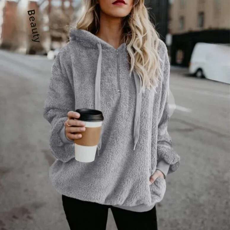 Autumn/Winter New Style Women's Plush Clothing Long Sleeve Hooded Loose-Fit Sweatshirt Thickened For Cold Weather