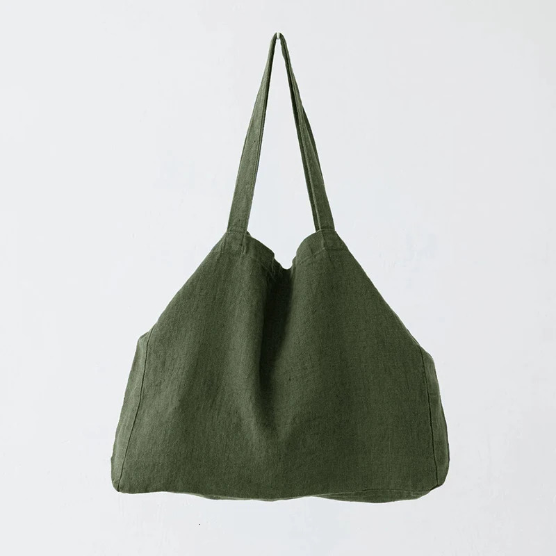 Casual Large Size Cotton Linen Bag Tote Handbags Shoulder Packing Bags For Women Simple Large Capacity Female Shopper Bag 250102