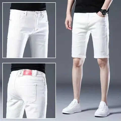 Summer White Black Denim Mens Fashion Ultra Thin Street Bag Shorts 241230