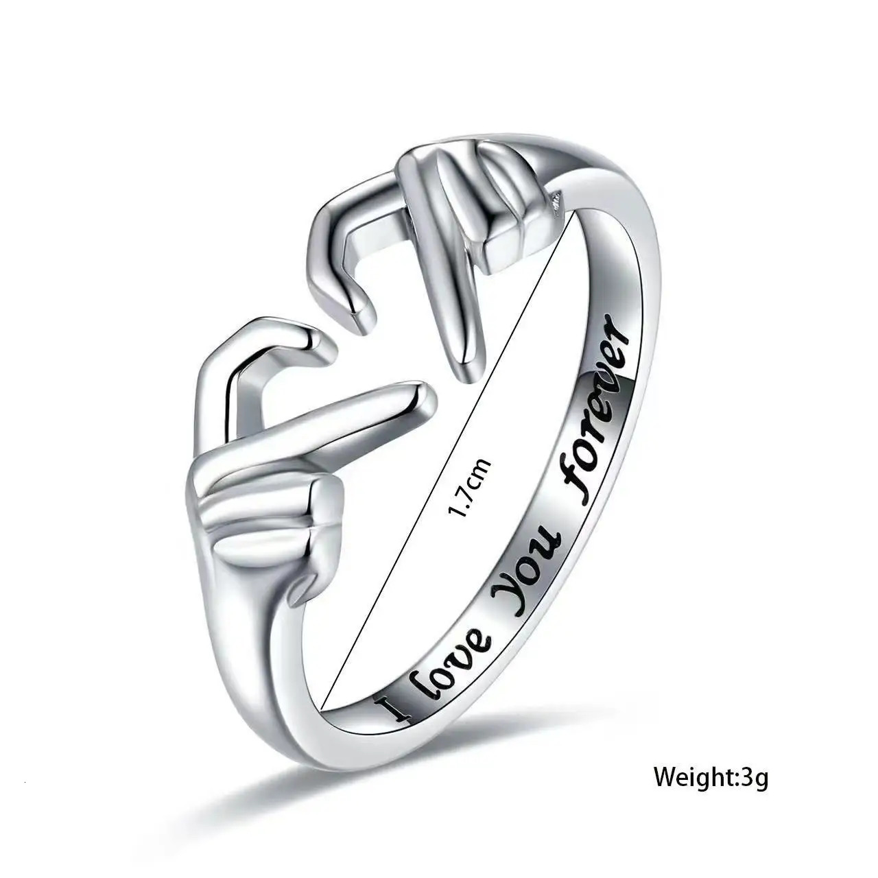 Simple Fashion Love Gesture Gold Silver Ring Men Women Heart Shaped Opening Adjustable Ring Couple Gift 250103