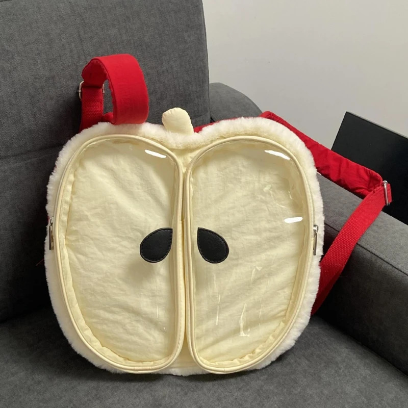 Women Tote Bags Cute Apple Plush Fashionable Versatile Backpack Women Bags Shoulder Bags Class Bag 250102