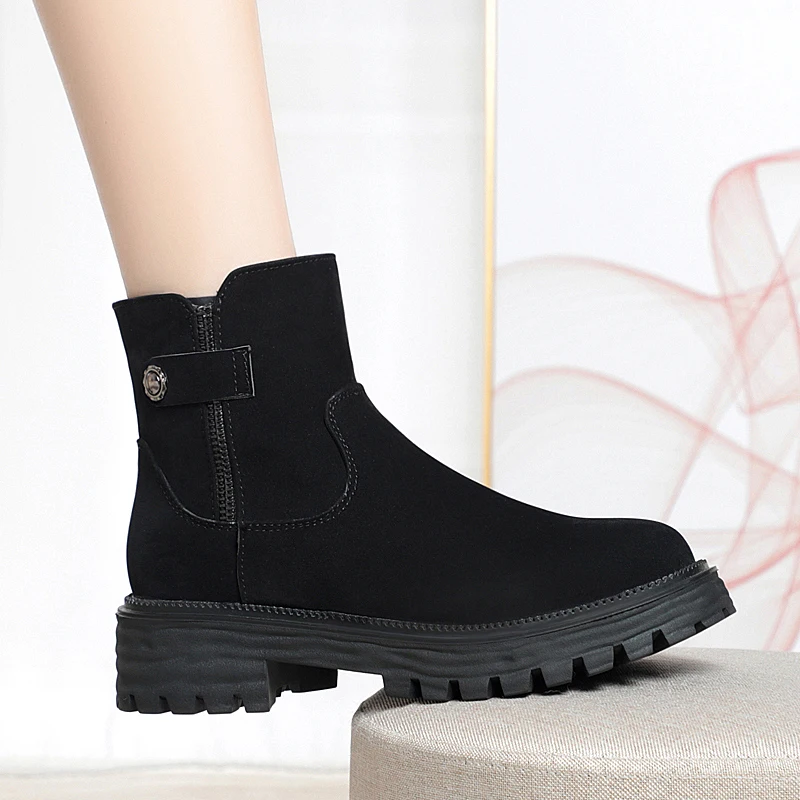 AIYUQI Winter Shoes Boots Ladies Genuine Leather Women Snow Boots Large Size Natural Wool Warm Women's Ankle Boots