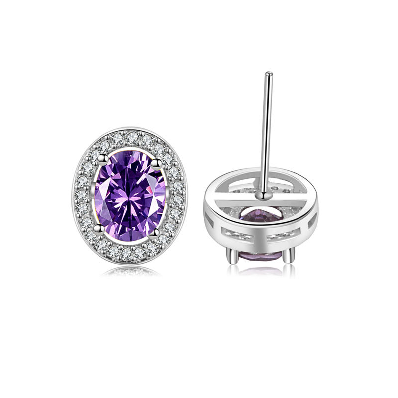 Choucong Ins Top Sell Stud Earrings Luxury Jewelry 925 Sterling Silver Oval Cut Multi Color 5A Cubic Zircon CZ Diamond Gemstones Gorgeous Women Weddin