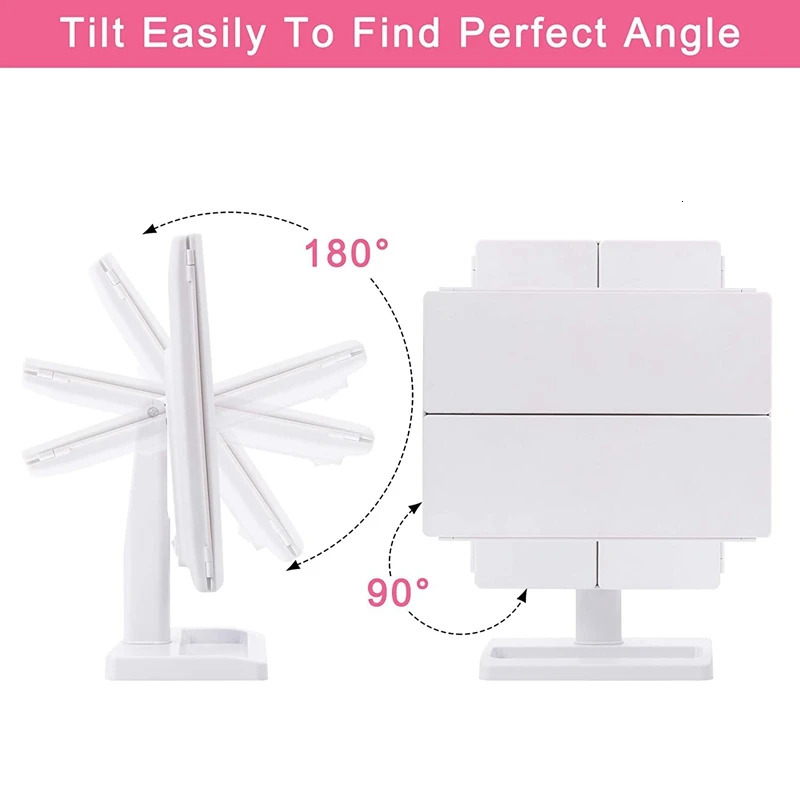 Trifold Makeup Mirror With 22 LED Lights10X/3X/2X Magnification Portable Fold Lighted Table Desk Cosmetic Mirror 250103