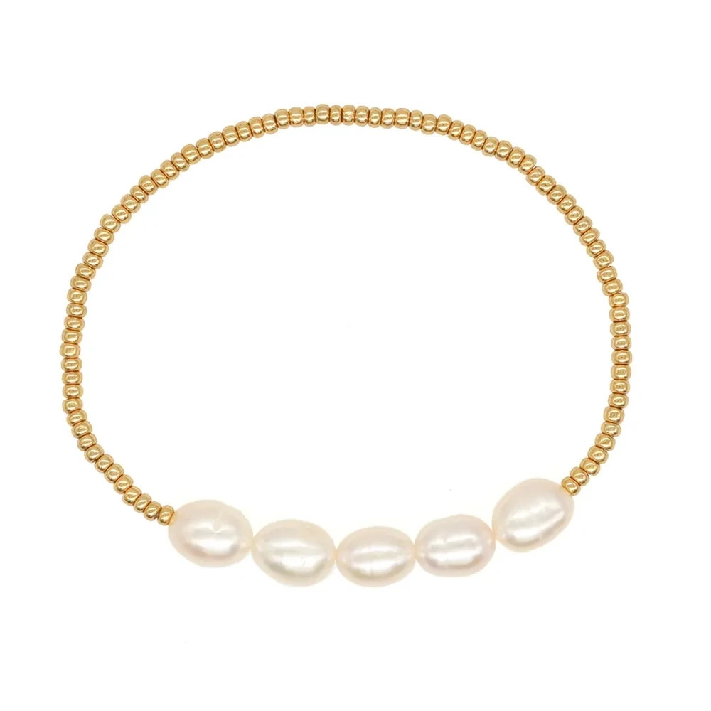 10Pcs Natural Pearl Bracelet Jewelry for Women Gold Plated Miyuki Stretch Bracelets Pulseras Mujer 250102