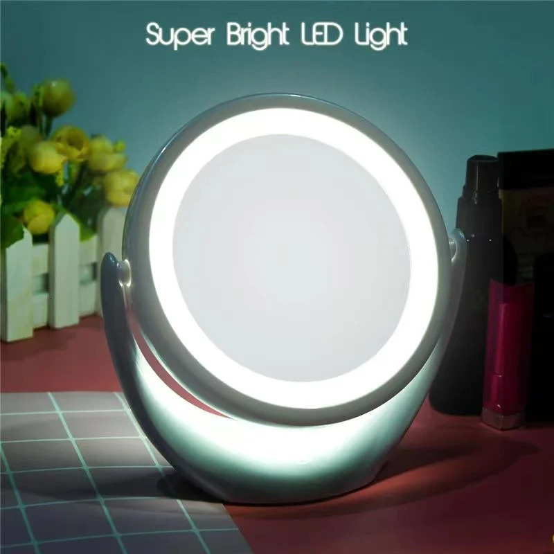 Pink LED Makeup Mirror 5X Magnifying Double-Sided Portable Travel Vanity Mirror with Lights 3 Levels Adjustable Brightness 250103