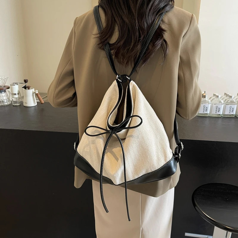 1 Piece Color Matching Large Capacity Backpack Can Be Shoulder Crossbody Bucket Bag 250102