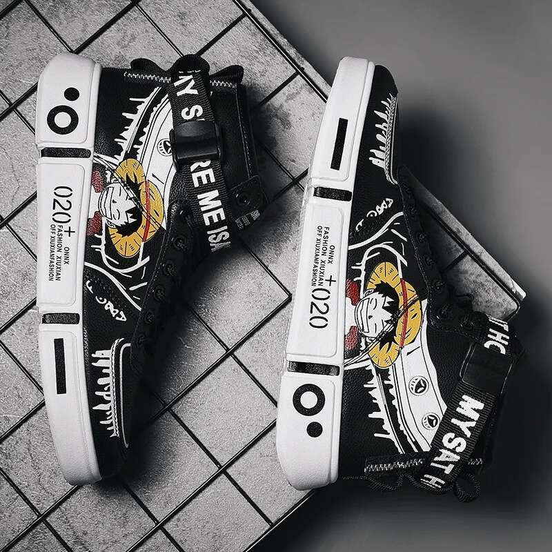 New animation One Piece Luffy autumn and winter high top students leisure sports breath able non-slip shoes gift