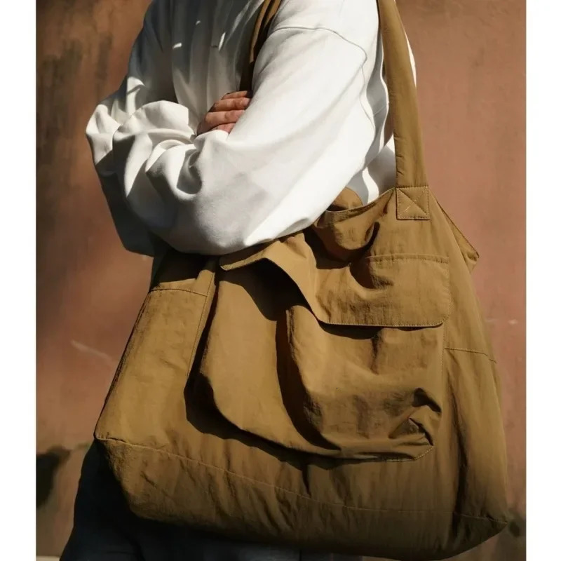 GAINNY Large Capacity Japanese Nylon Tote Bag Women Waterproof Harajuku Big Shoulder Bag Handbag for Commuting Work Shopping 250102