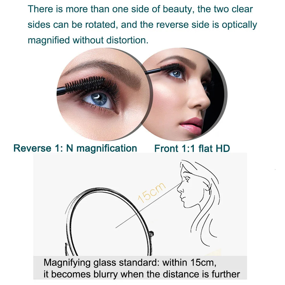 Wall Folding Makeup HD Mirror Double Side Fill Light Magnifying USB Charging Led Tricolor Dimming Bathroom Cosmetic Mirrors 250103