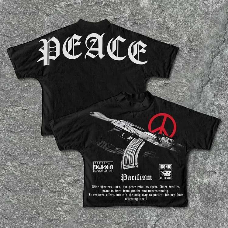 Men's T-Shirts Strtwear T Shirt Y2K Clothes Punk Rock AK47 Gun Graphic Letter Print Oversized Black TShirt Mens Cotton Short Slve Tops H250102