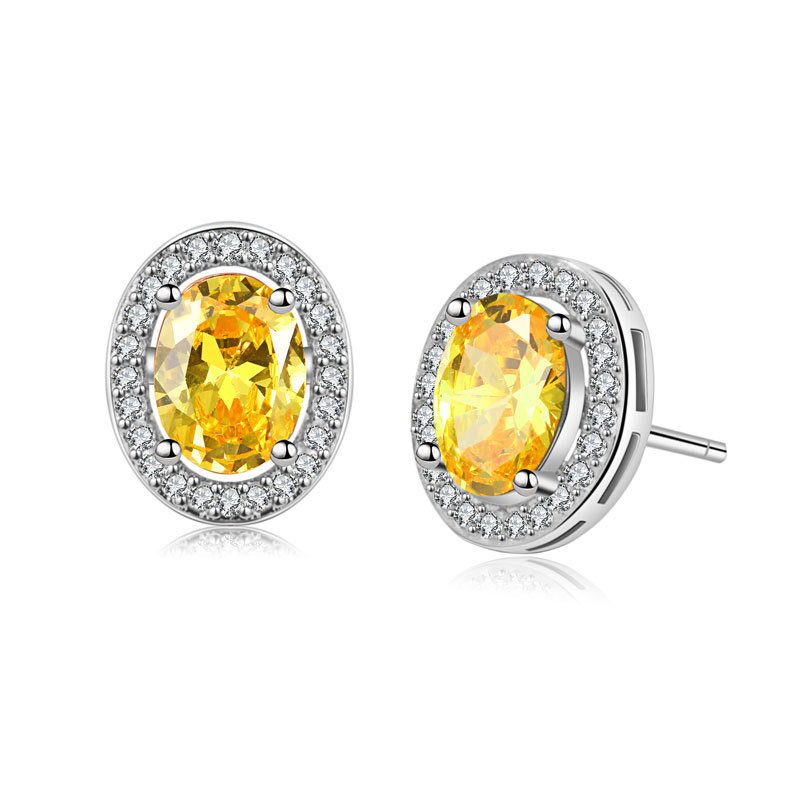 Choucong Ins Top Sell Stud Earrings Luxury Jewelry 925 Sterling Silver Oval Cut Multi Color 5A Cubic Zircon CZ Diamond Gemstones Gorgeous Women Weddin