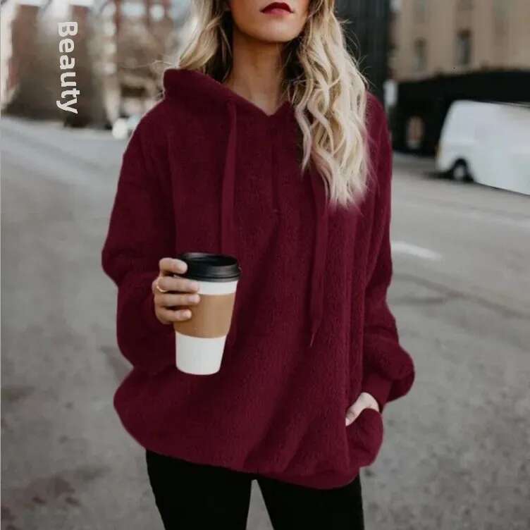 Autumn/Winter New Style Women's Plush Clothing Long Sleeve Hooded Loose-Fit Sweatshirt Thickened For Cold Weather