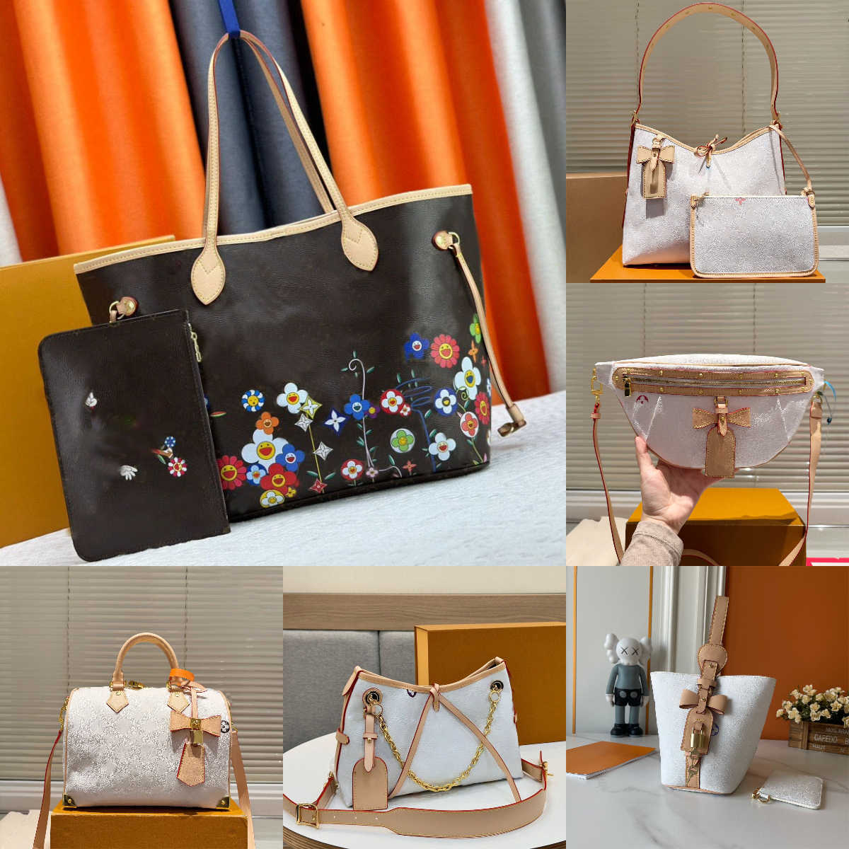 designer bags shoulder bag leather takashi murakami handbag canvas women colorful bag fashion composite lady beach clutch tote woman bag purse wallets