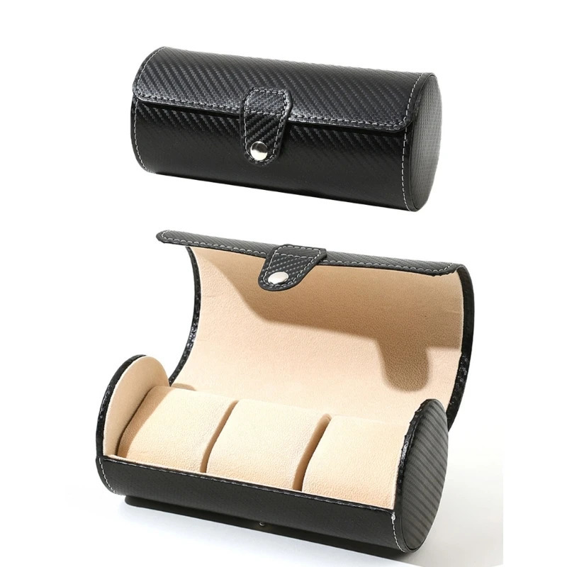 Lightweight carbon fiber watch storage box portable rolling travel watch box holder 250102