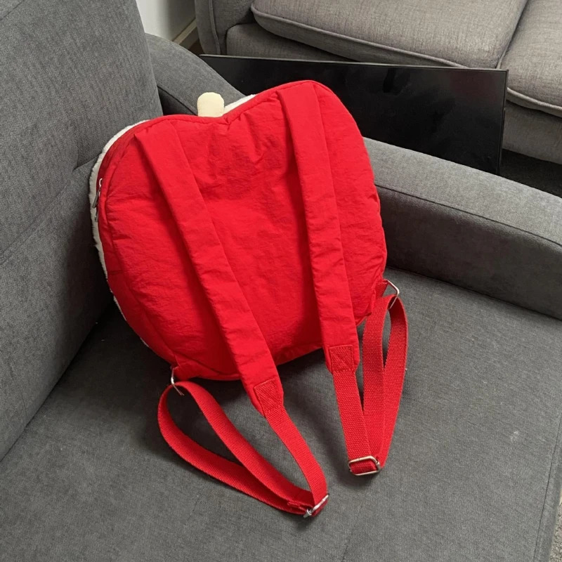 Women Tote Bags Cute Apple Plush Fashionable Versatile Backpack Women Bags Shoulder Bags Class Bag 250102