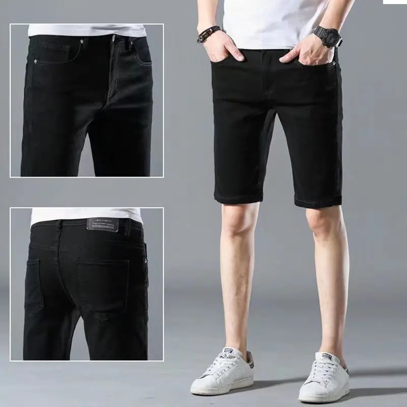 Summer White Black Denim Mens Fashion Ultra Thin Street Bag Shorts 241230