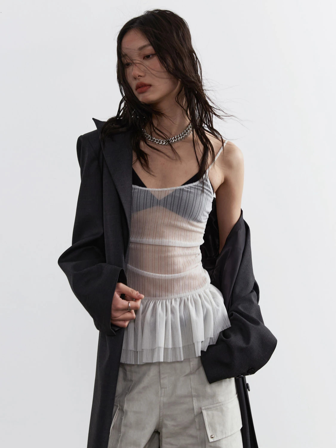 Deeptown Y2k sees through tank top womens Korean fashion Fairycore crop top womens Harajuku aesthetic sexy K-pop summer clothing 250103