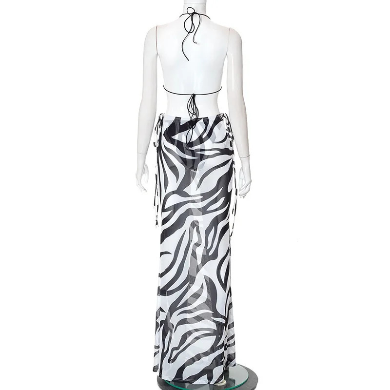 Sexy Zebra Stripes 3 Pieces Bikini Set Summer Beach Wear Triangle Bikinis Swimsuit Skirt Swimwear CoverUp 250103