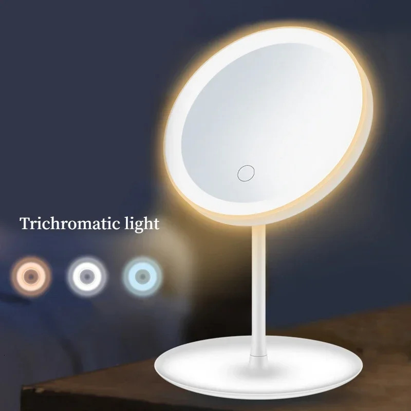 LED Makeup Mirror with Light 5x Mirrors Portable Removable Desk Mirror Adjustable Tricolor HD Light Vanity Mirror Dropshiping 250103