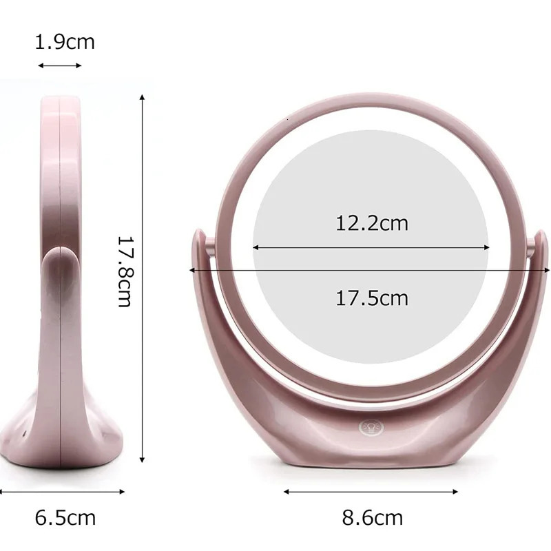 Pink LED Makeup Mirror 5X Magnifying Double-Sided Portable Travel Vanity Mirror with Lights 3 Levels Adjustable Brightness 250103