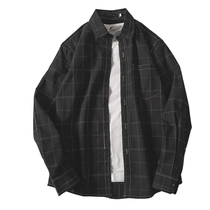 Colorful plaid couple plaid shirt jacket long sleeved inch shirt for teenagers Korean casual student handsome mens shirt