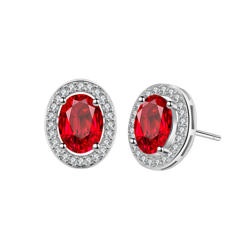 Choucong Ins Top Sell Stud Earrings Luxury Jewelry 925 Sterling Silver Oval Cut Multi Color 5A Cubic Zircon CZ Diamond Gemstones Gorgeous Women Weddin