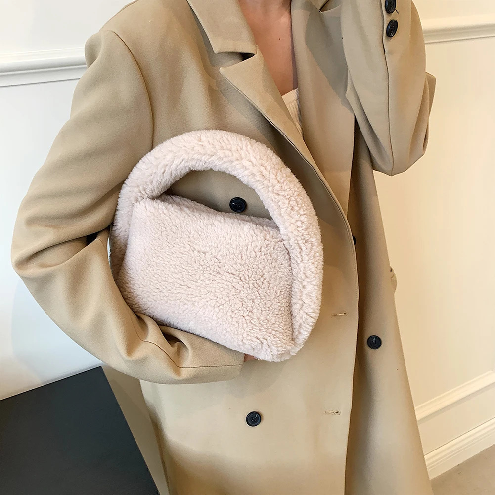 Women Plush Tote Handbag Fashion Furry Satchel Bag Casual Fuzzy Top Handle Versatile Soft 241226