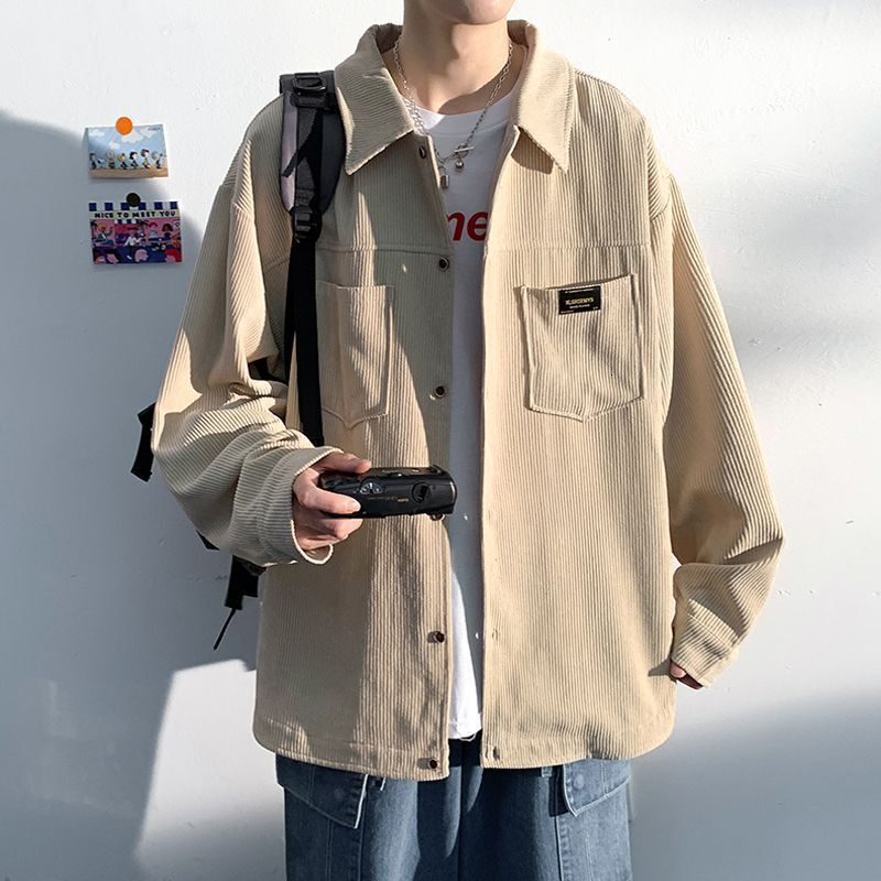 Corduroy long sleeved shirt mens spring and autumn new handsome shirt jacket trendy brand casual clothes