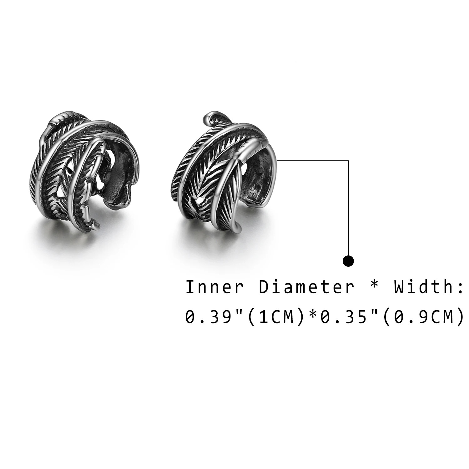 BONISKISS Mens 2pcs Vintage Leaf Ear Cuff Non-piercing Stainless Steel Clip Earrings Male Silver Color Jewelry bijoux brincos 250103