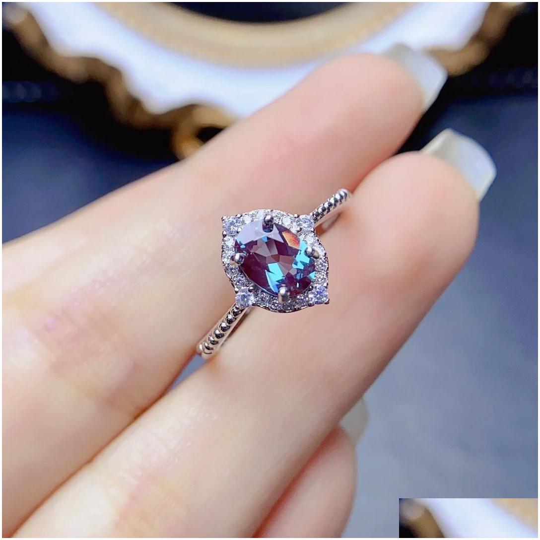 Ring Vintage Unique Oval Alexandrite Engagement 925 Sterling Silver Halo Stone Bridal Wedding For Women Drop Delivery Jewelry Dhc21 R250425