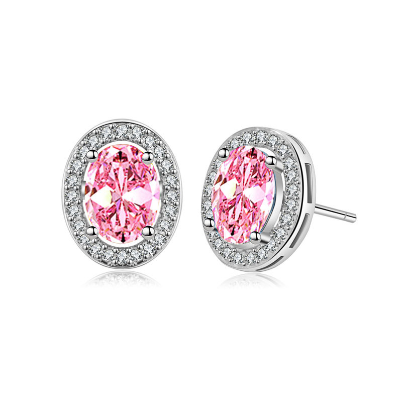 Choucong Ins Top Sell Stud Earrings Luxury Jewelry 925 Sterling Silver Oval Cut Multi Color 5A Cubic Zircon CZ Diamond Gemstones Gorgeous Women Weddin