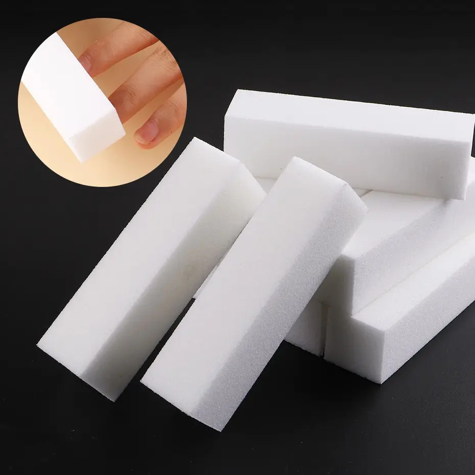 10pcs Nail Files Buffer Block Set Manicure Pedicure Care Art Buffing Sanding Polishing White Sponge Buffers File Tools 241230