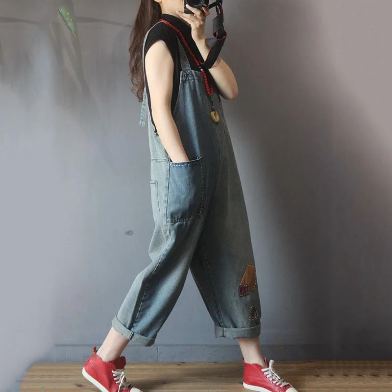 Womens Casual Denim Straps Jumpsuit Loose Oversized Women Rompers Jeans Overalls Vintage Female Nine Cents Suspenders Spri 241230