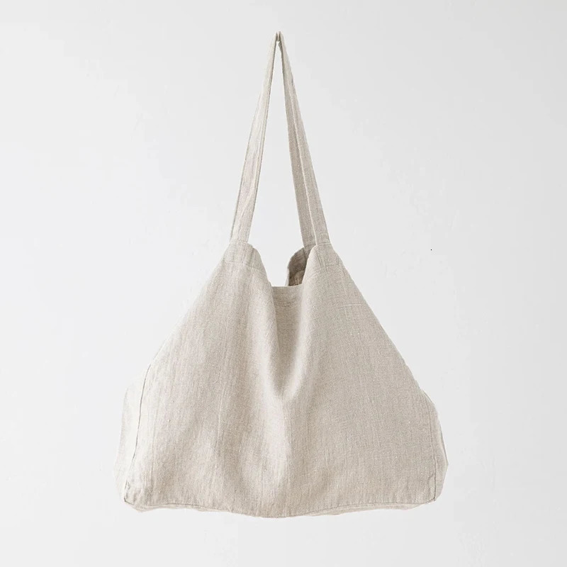 Casual Large Size Cotton Linen Bag Tote Handbags Shoulder Packing Bags For Women Simple Large Capacity Female Shopper Bag 250102
